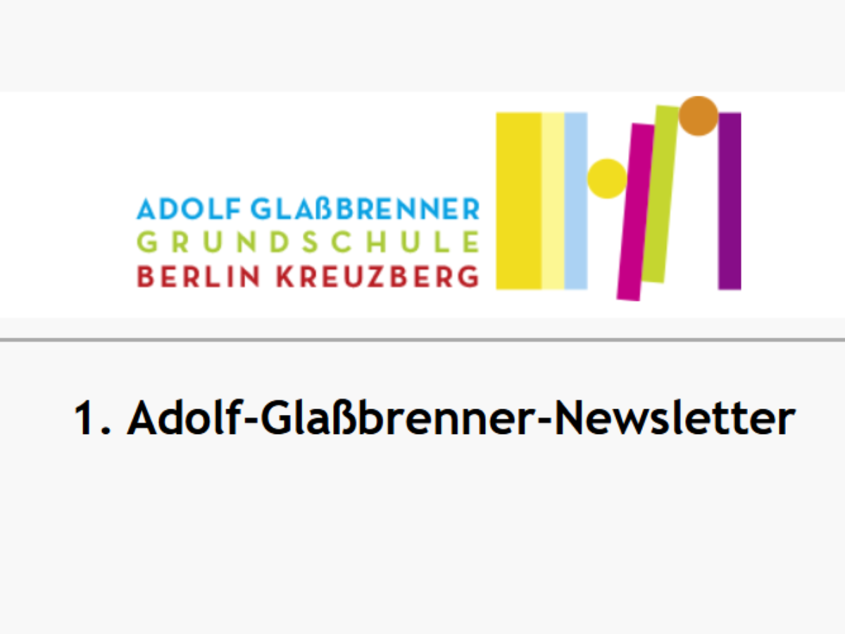 Logo der Adolf-Glaßbrenner-Grundschule und Schriftzug des Newsletters